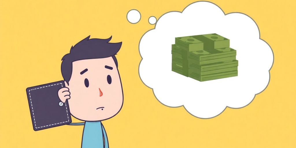 Person looks at empty wallet, thinking of money.