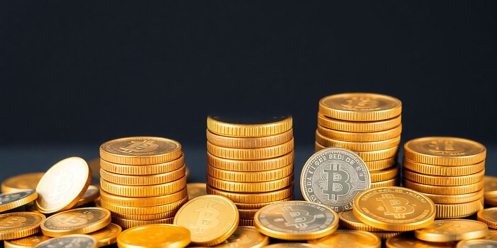 Un portefeuille financier avec des pièces d'or et d'argent.