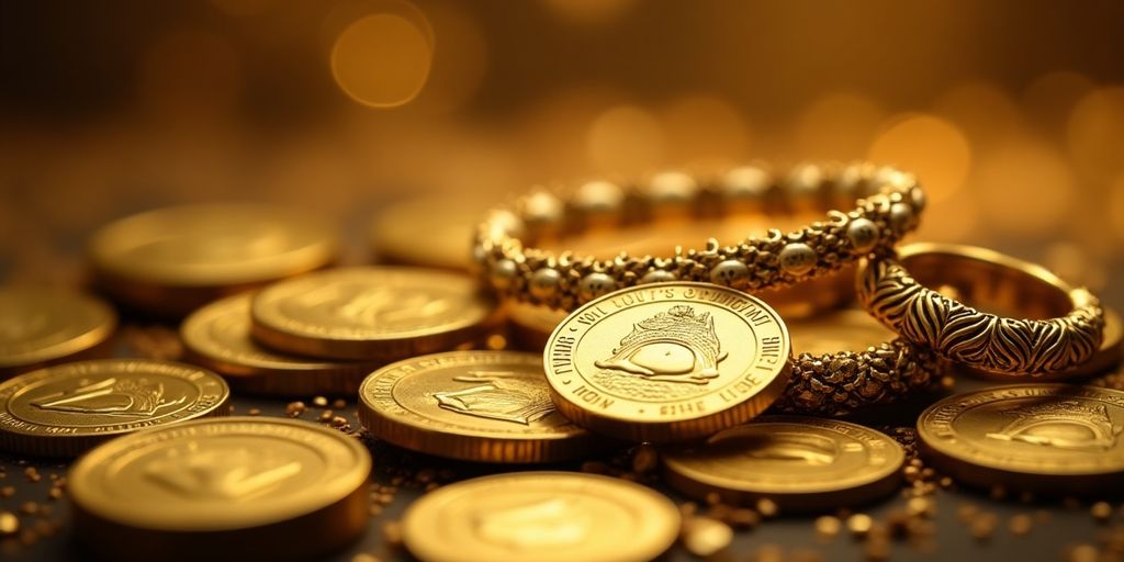 Pièces et bijoux en or d'Afrique du Sud.