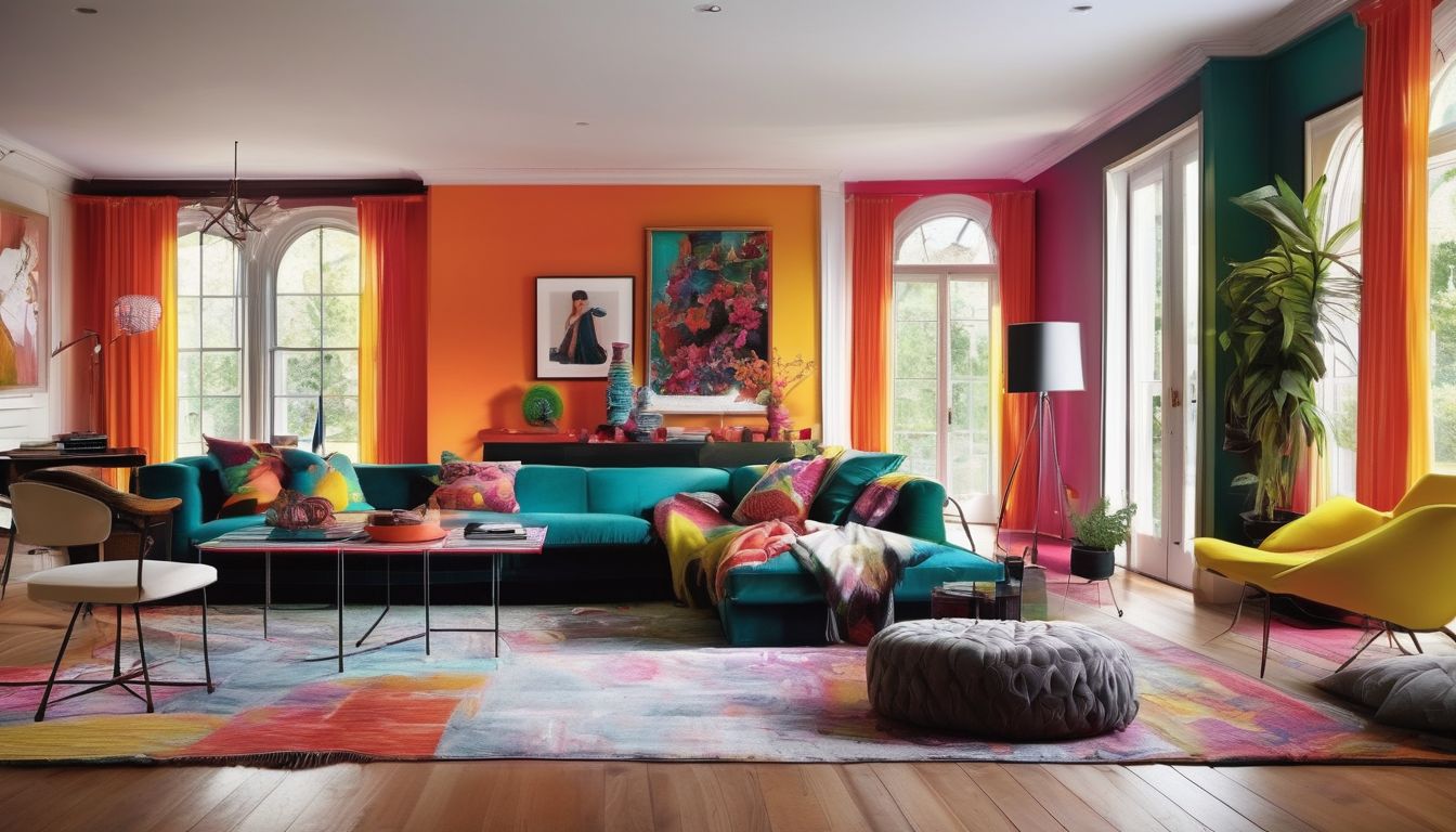 stylish home interior with vibrant colors