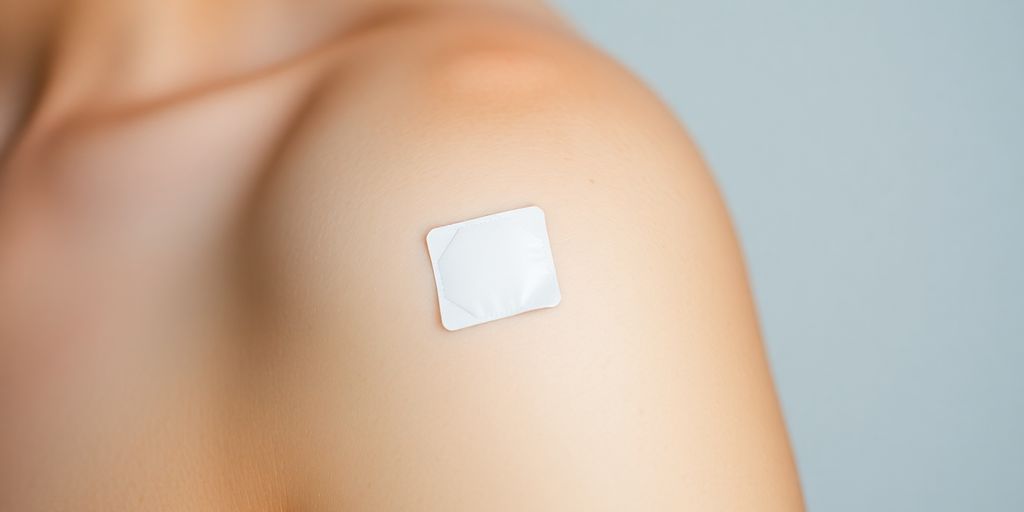Person's arm with small adhesive bandage