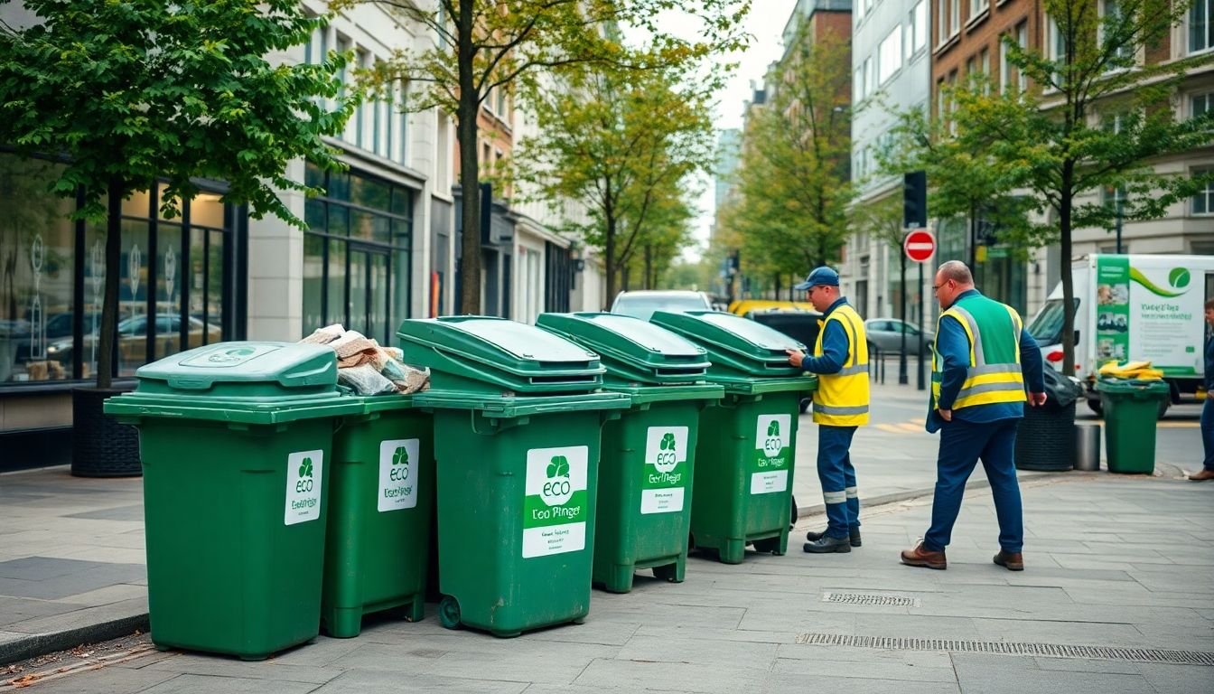 Eco-friendly waste clearance in London with green bins.