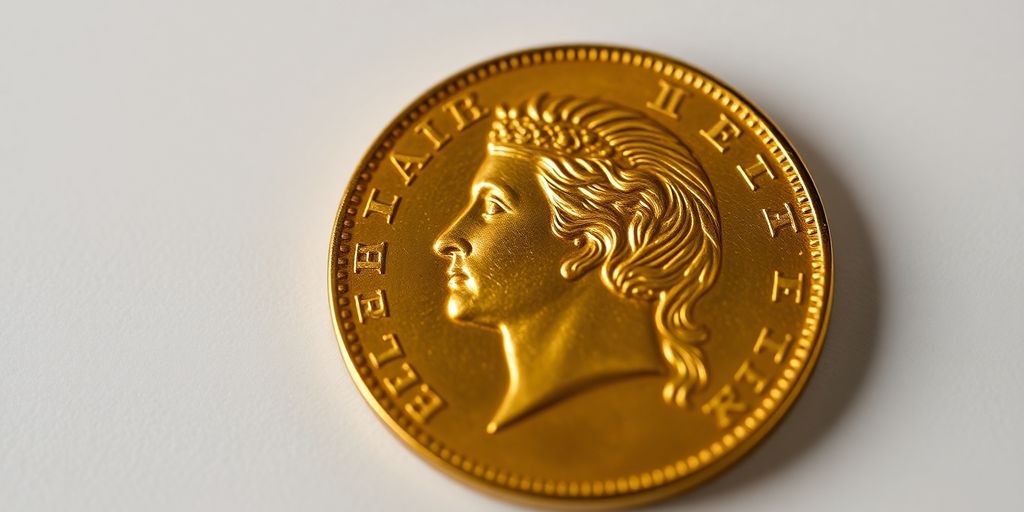 Une pièce d'or Napoléon avec des détails éclatants.