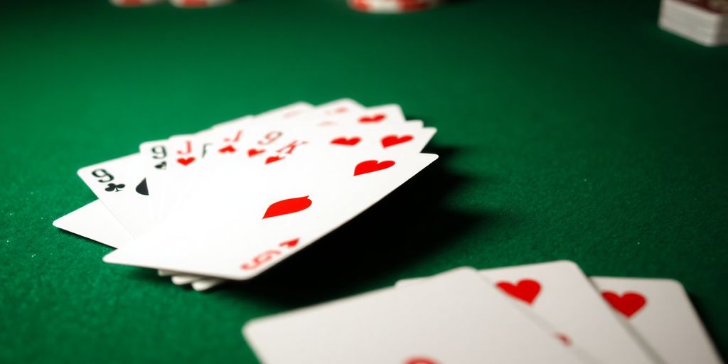 Close-up of solitaire cards fanned out.