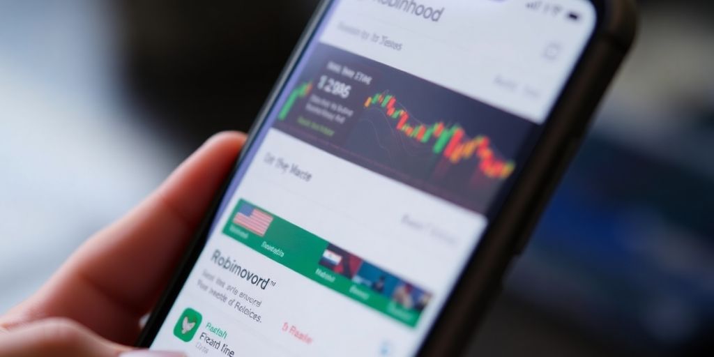 Robinhood app interface with a vibrant stock market.