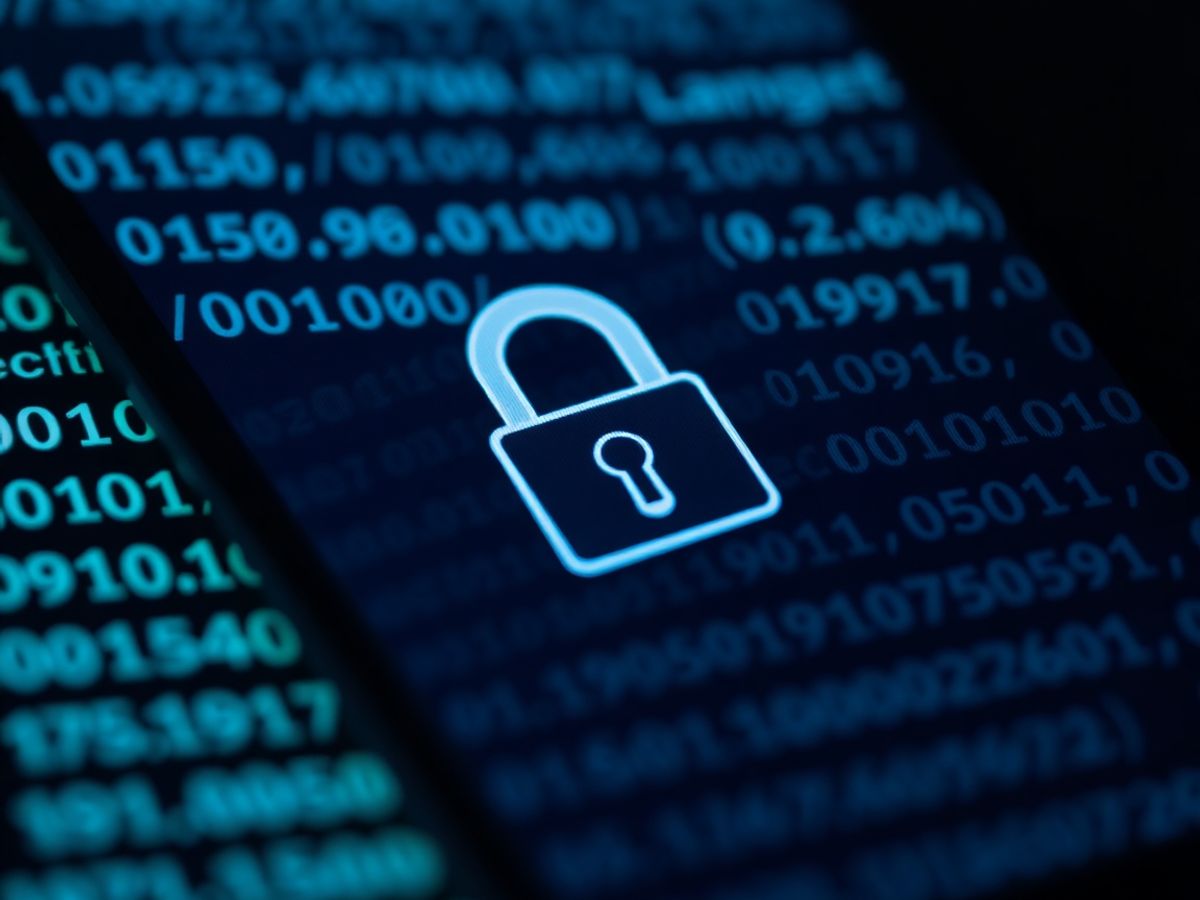 Lacăt digital pe un ecran de smartphone.