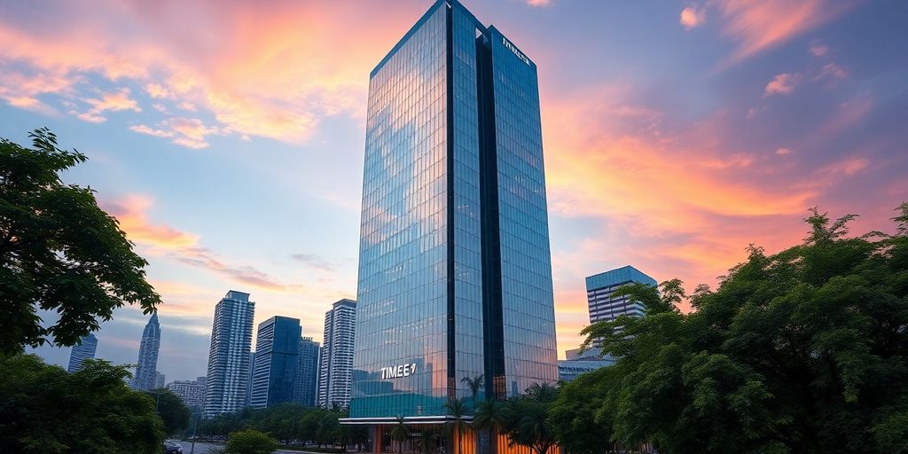 Time City Office Tower 2 with modern architecture and greenery.