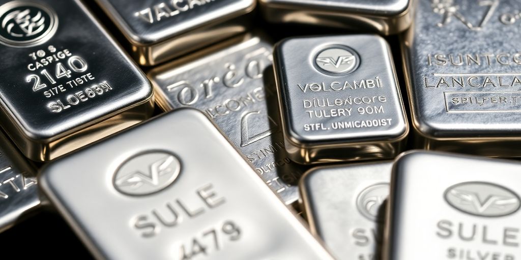 Différents lingots d'argent de fabricants réputés.