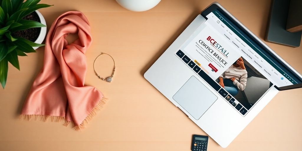 Boutique items, computer, credit card, calculator