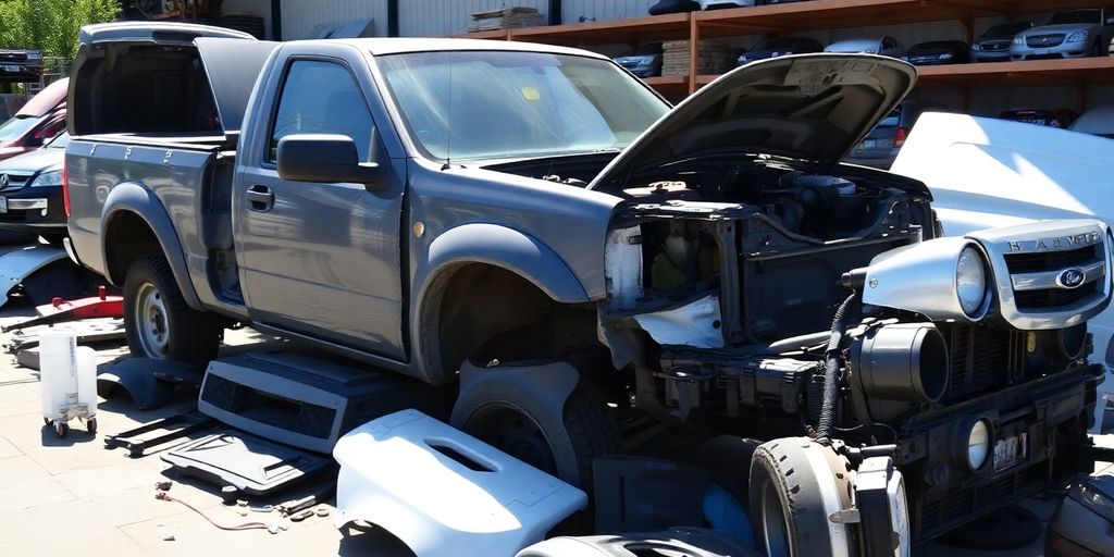 Ford Ranger truck with many used parts.