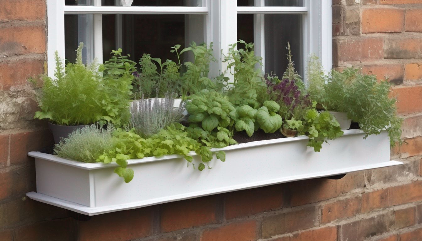 herb garden in a window box in a UK home