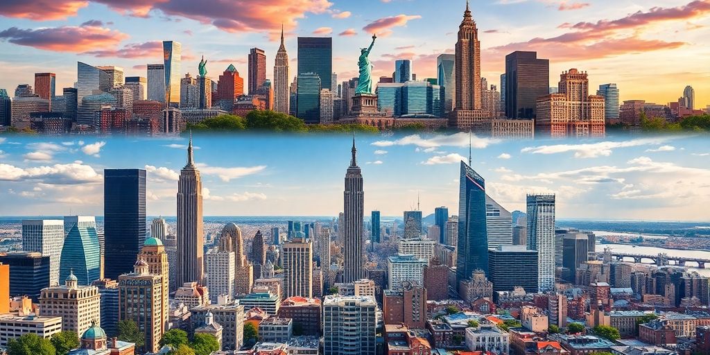 USA map with highlighted cities.