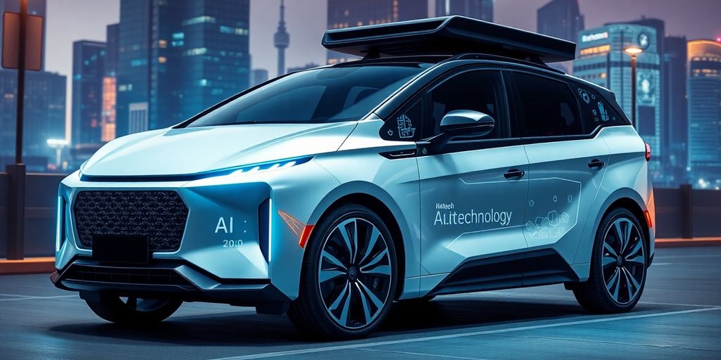 Modern vehicle with advanced technology. Modern vehicle with advanced technology in urban setting.
