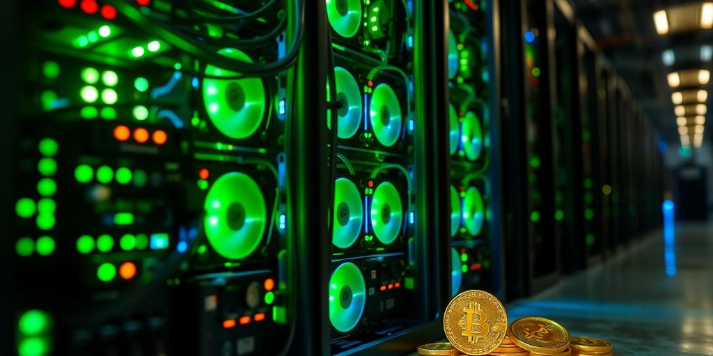 Ferme de minage Bitcoin, jetons crypto.
