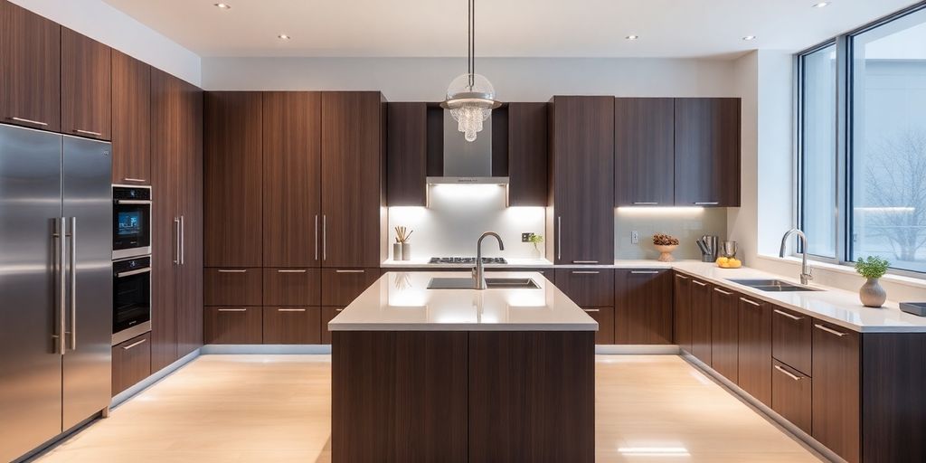 Modern kitchen with high-tech features and sleek design.