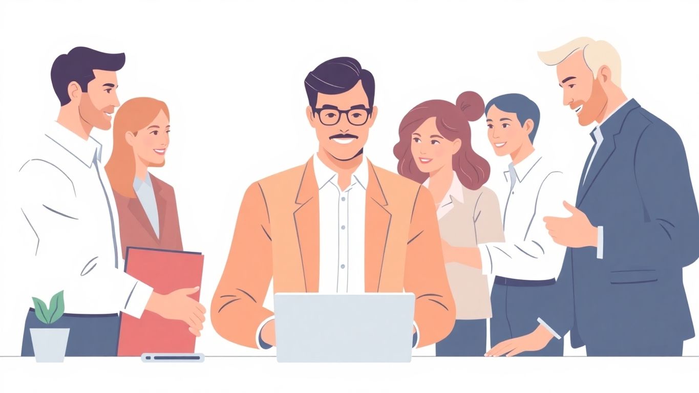 Digital forretningsutvikler med profesjonelle samarbeidspartnere.