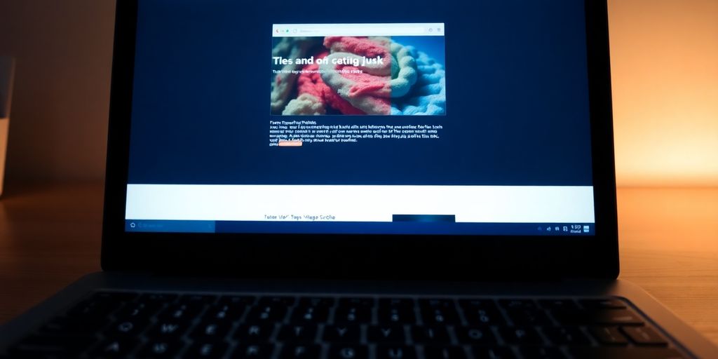 Laptop displaying a vibrant, well-designed webpage.
