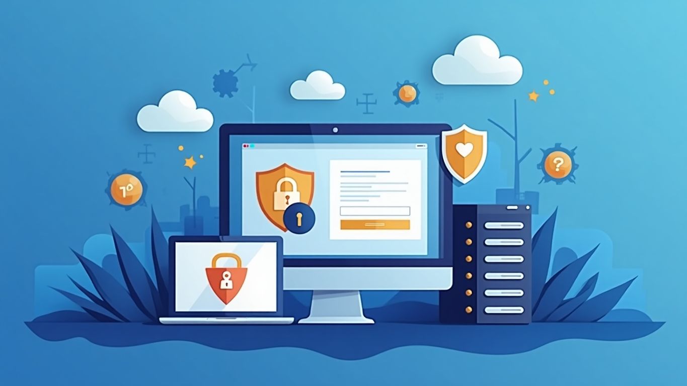 Illustration of a secure website with a padlock.