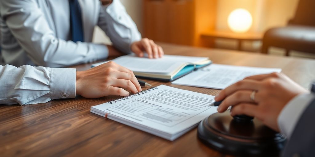 Consultation between a lawyer and a client after an accident.