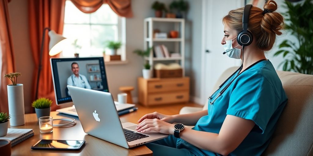 Remote LPN working from a home office setup.