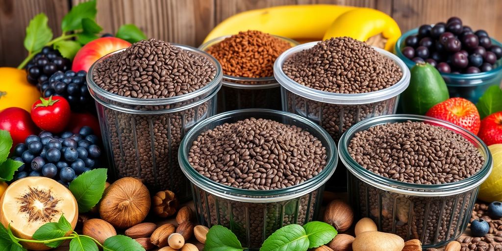 Bulk chia seeds with fruits and nuts