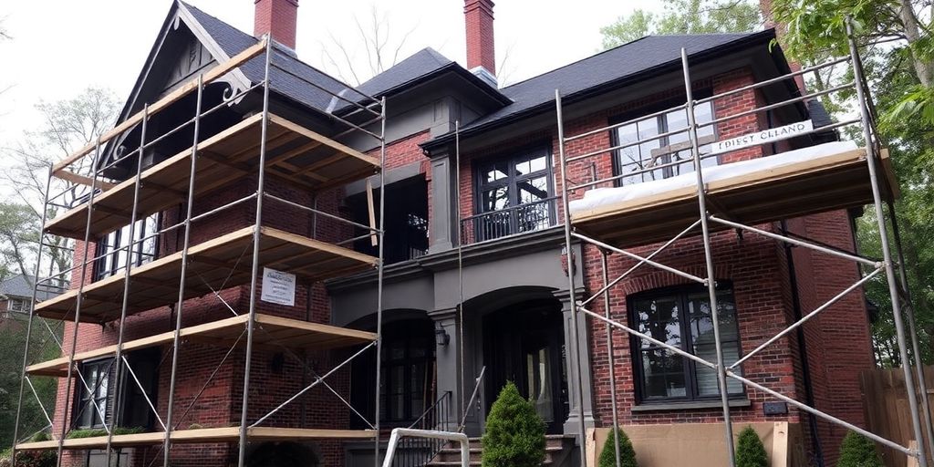 Buckhead home undergoing exterior renovation.