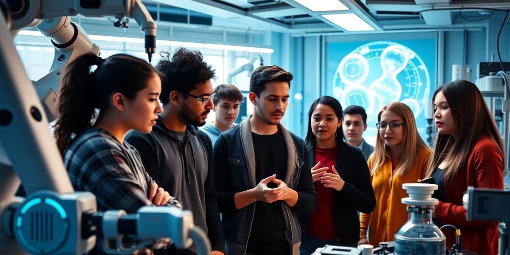 Students innovating in a high-tech lab.