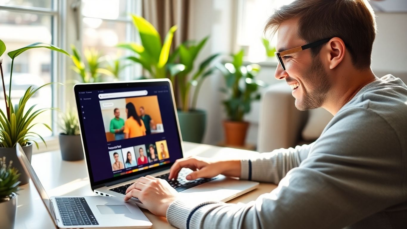 Person learning from online course on laptop