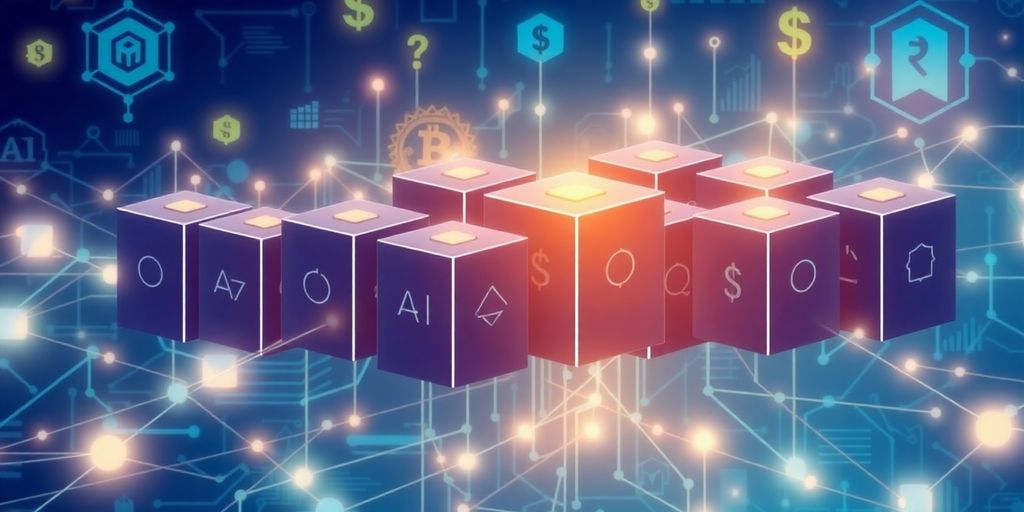 Illustrative image of blockchain and ai in finance.