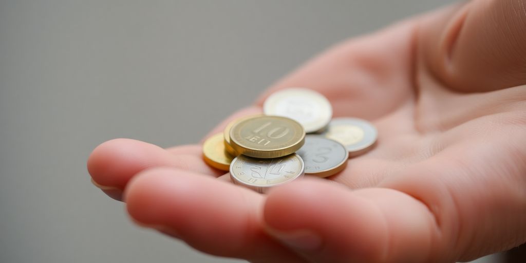 Main tenant des pièces de monnaie