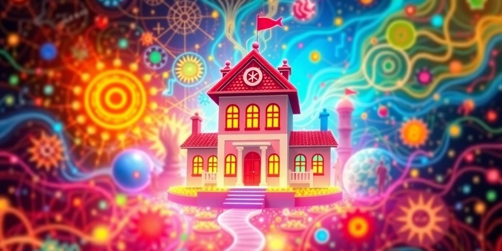 Colorful digital art representing NFTs and property ownership.