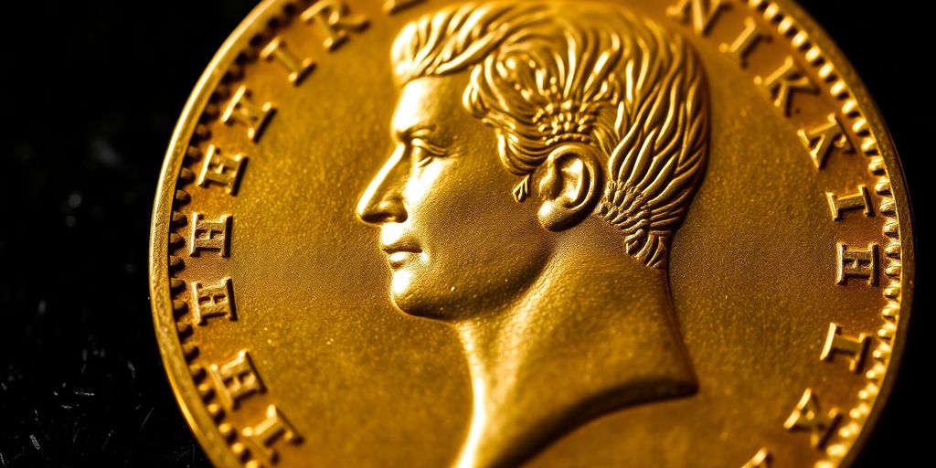Pièce de napoléon en or avec erreur de fabrication.