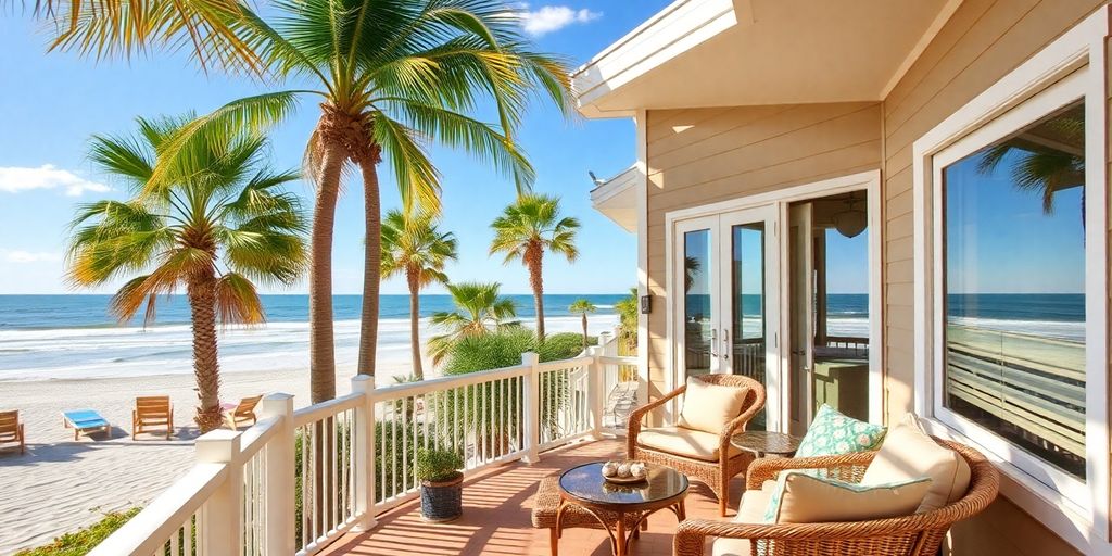 Propriété de location saisonnière au bord de la plage.