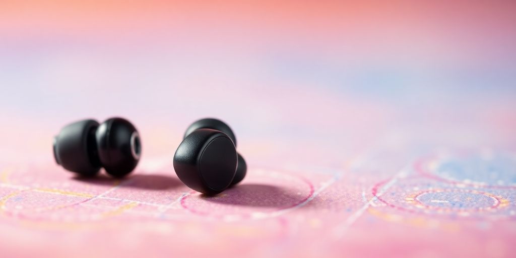 Stylische und günstige In-Ear-Bluetooth-Kopfhörer auf Hintergrund.