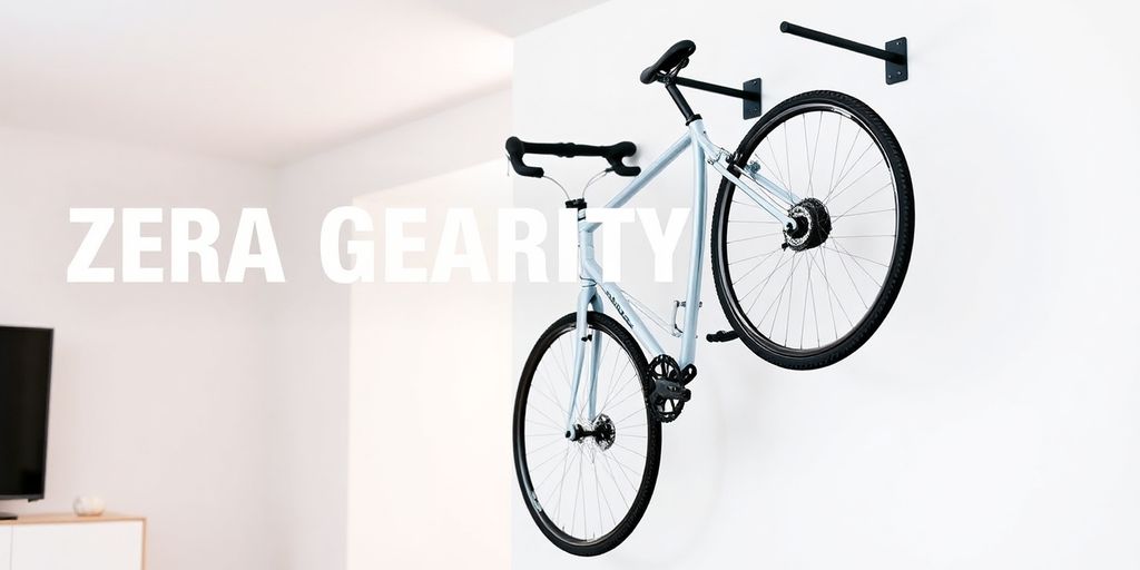 Modern interior with a zero gravity bike rack.
