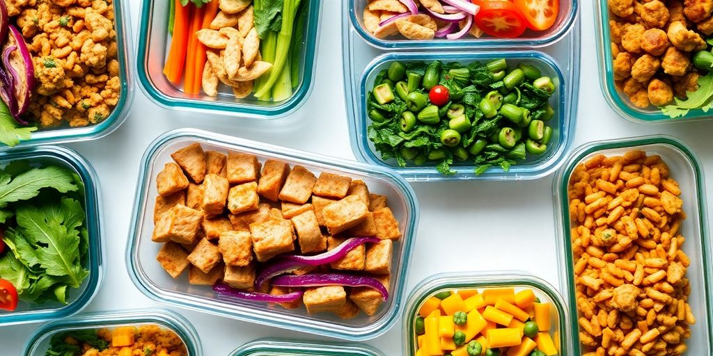Healthy and affordable dinner meals arranged attractively.