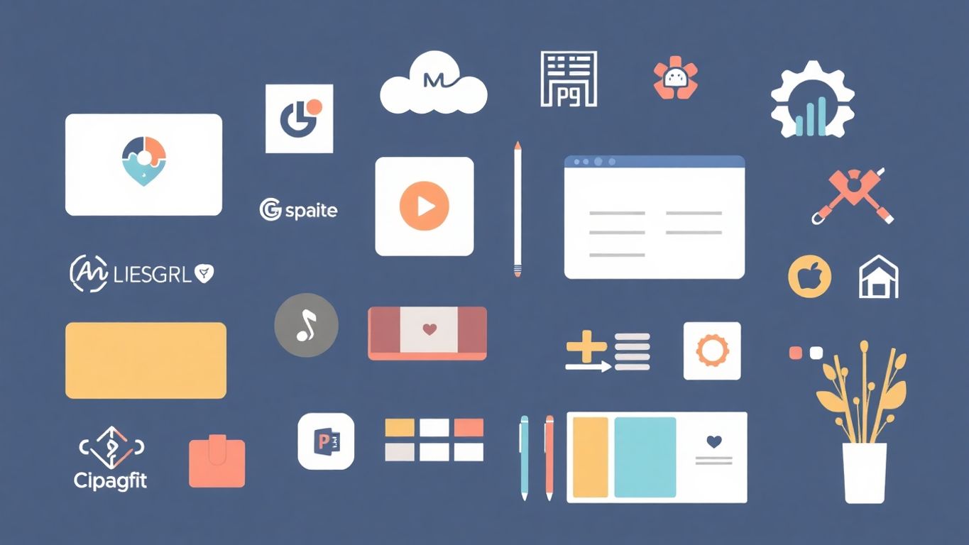 Illustrasjon av merkevarebygging med moderne elementer.