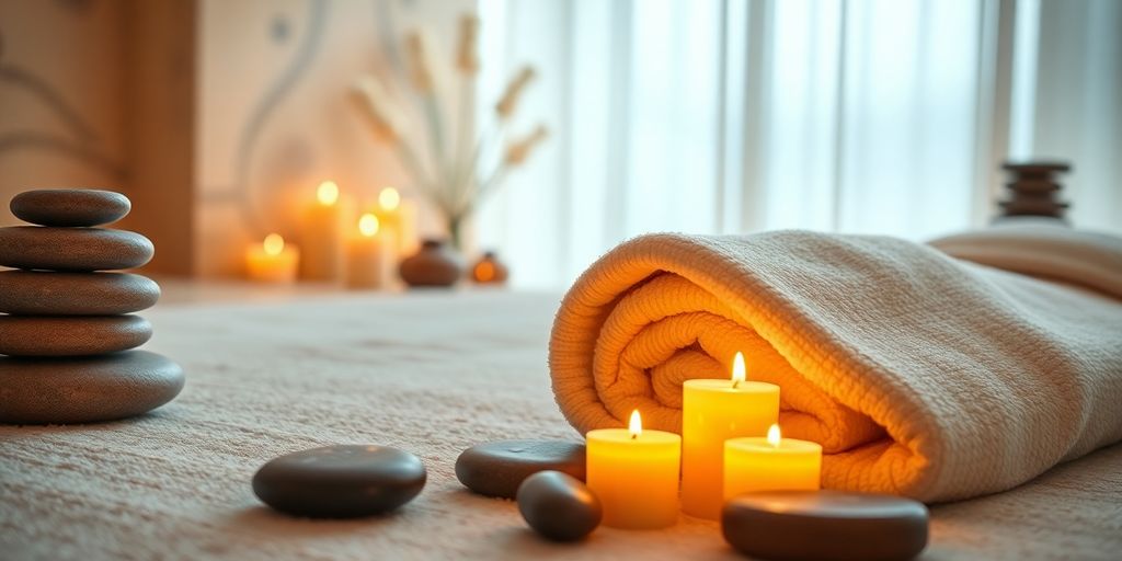 Spa ortamında rahatlama ve masaj detayları.