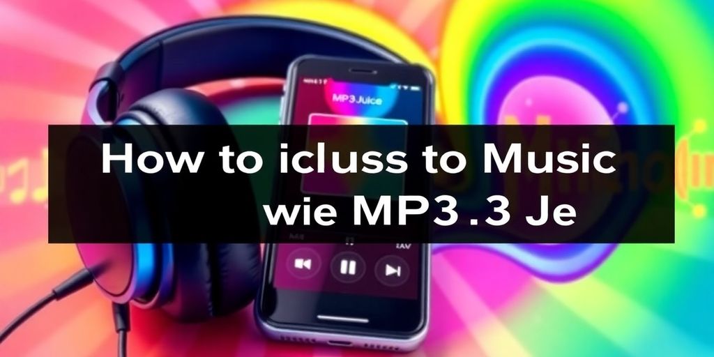 Headphones and smartphone with colorful sound waves.