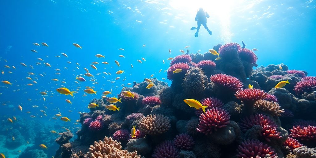 Coral reef with diverse marine life