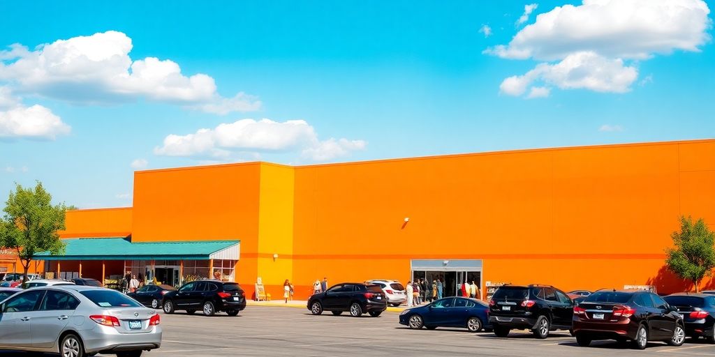 Orange building, home improvement products.