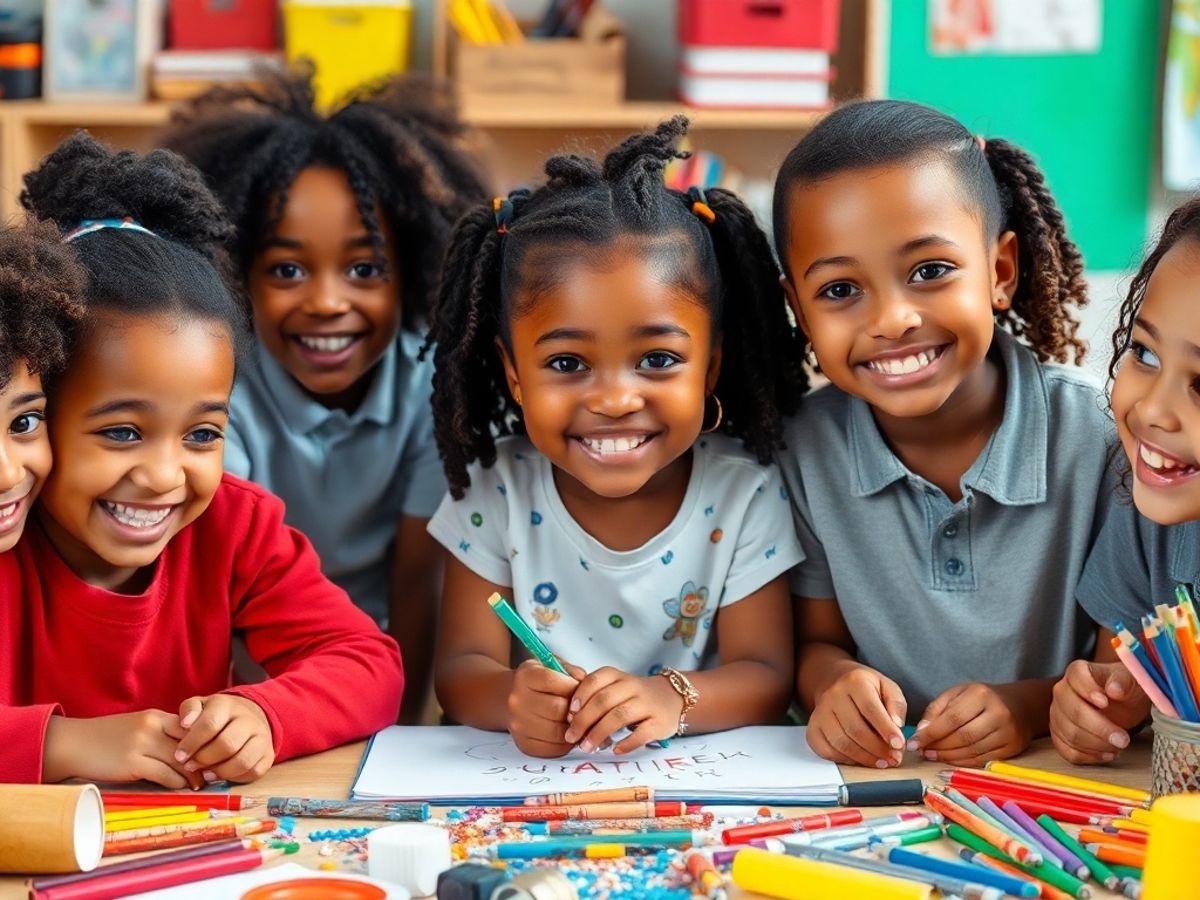 Copii talentați activi în activități creative.