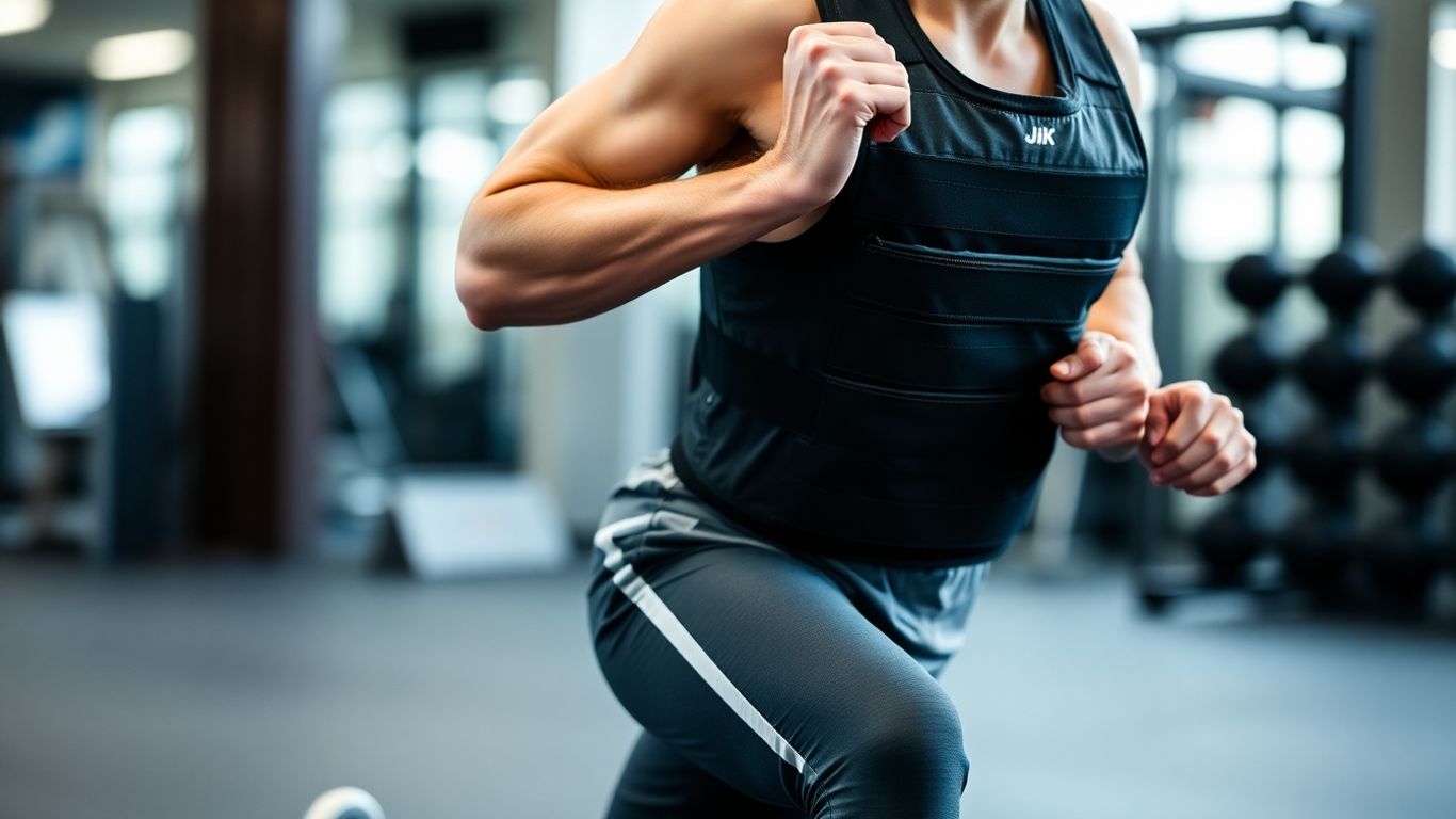 Person doing weighted lunges with a weighted vest.