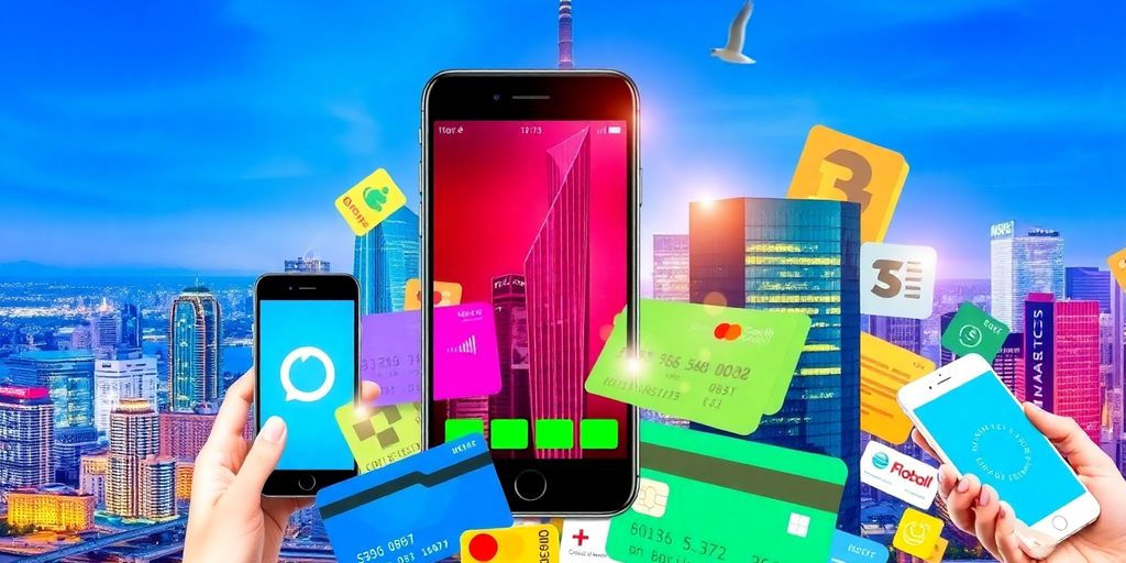 Imagens de pagamentos digitais e tecnologias fintech.