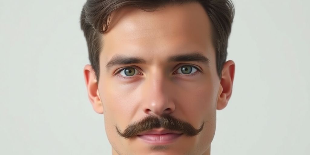 Man with sophisticated mustache, soft lighting