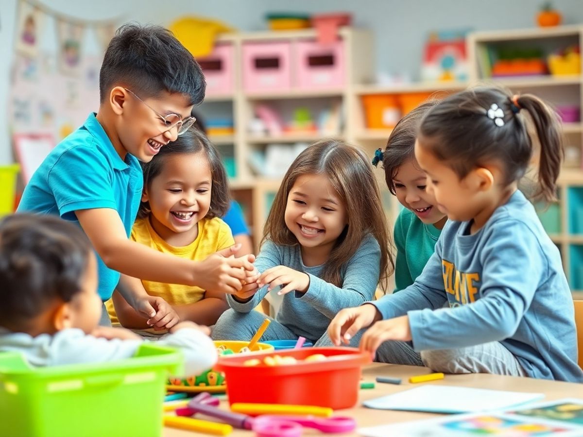 Copii la cursuri interactive de învățare și colaborare.