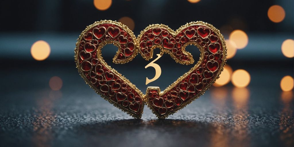 Three hearts with a question mark in the center.