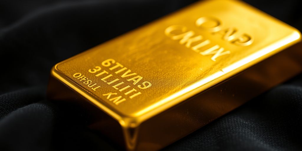 Barre d'or sur un tissu en velours noir.