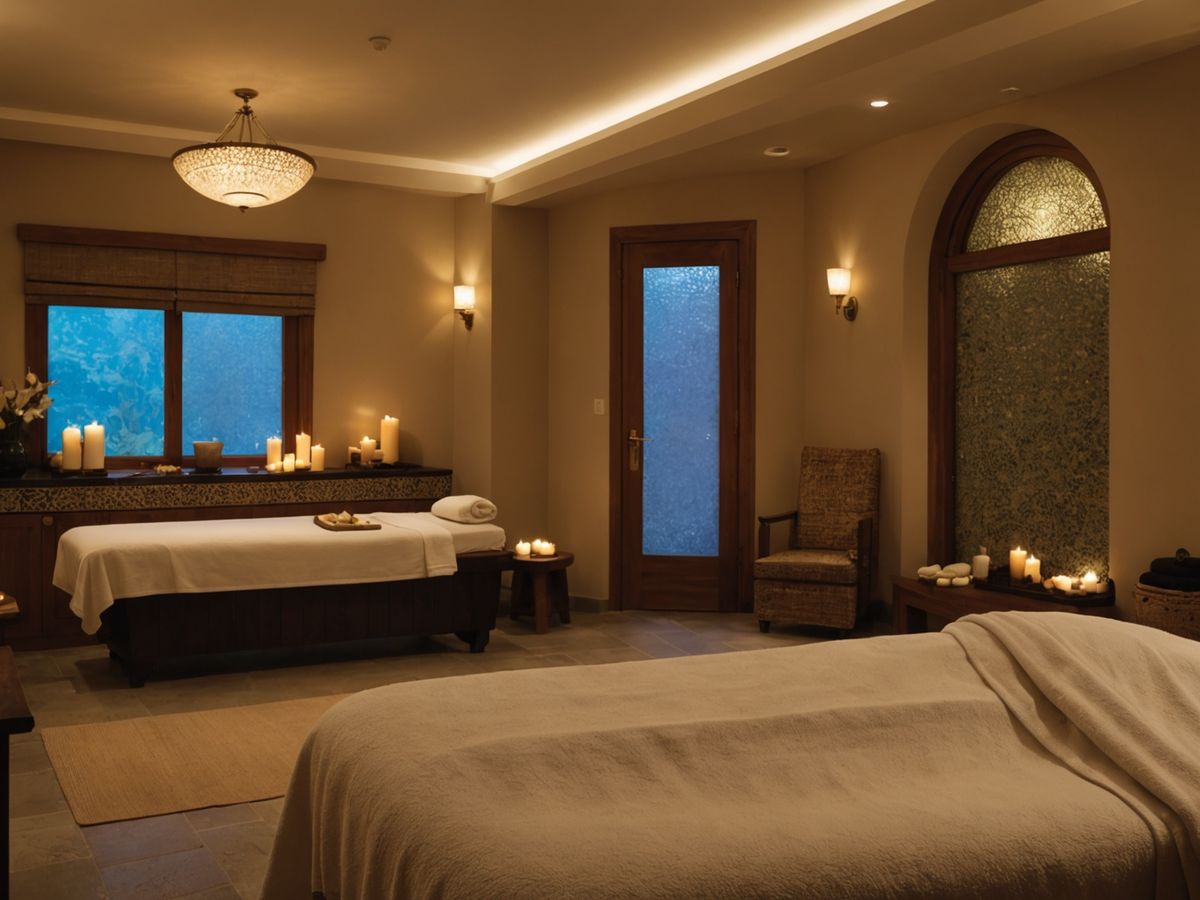 Spa room with massage table and Turkish bath
