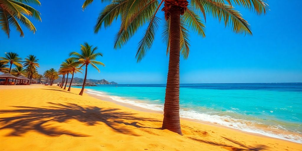 Sun-drenched Cabo beach with clear turquoise water.